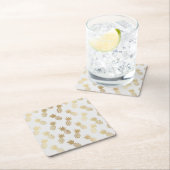 Gold Pineapple Pattern Vierkante Kartonnen Onderzetter (Insitu)