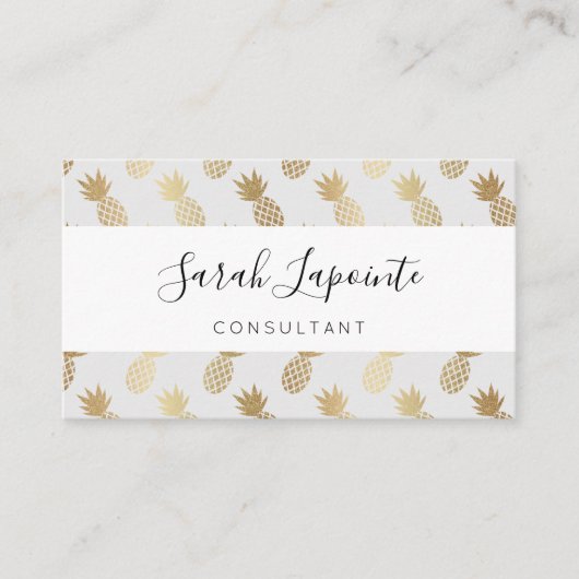 Gold Pineapple Pattern Visitekaartje (Voorkant)