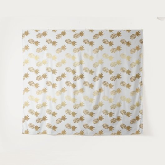 Gold Pineapple Pattern Wandkleed (Voorkant (horizontaal))