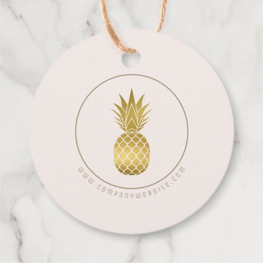 Gold Pineapple Tropical Logo Round Business Label (Achterkant)