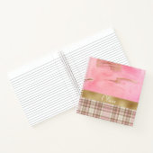 Gold Pink Abstract Waterverf Naam Notitieboek (Binnen)