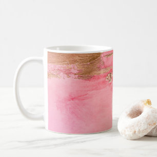 Gold Pink Abstracte Waterverf legant Koffiemok