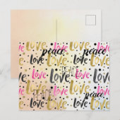 Gold Pink Black Confetti Love Peace Briefkaart (Voorkant / Achterkant)