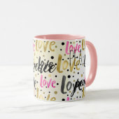 Gold Pink Black Confetti Love Peace Mok (Voorkant rechts)