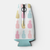 Gold Pink & Blue Tropical Pineappel Pattern Flesjeskoeler (Achterkant)