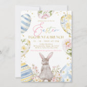Gold Pink Blue Yellow Easter Egg Hunt & Brunch Inv Kaart (Voorkant)