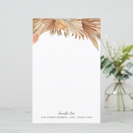 Gold Pink Boho Pampas Grass Papier (Staand voorkant)