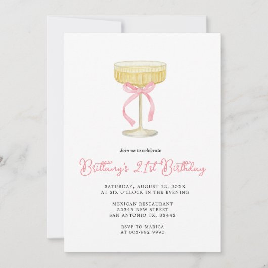 Gold & Pink Champagne 21st Birthday Invitation (Devant)