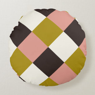 Gold Pink Chocolade Ivory Pset Rond Kussen