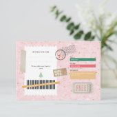 Gold Pink Christmas Pattern Ticket Gift Voucher (Staand voorkant)