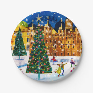 Gold Pink Christmas Winter Ice Skating Papieren Bordje