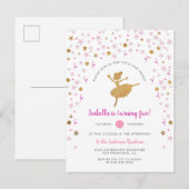 Gold & Pink Confetti Ballerina Invitation Annivers (Devant / Derrière)