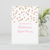 Gold Pink Confetti Bridal Shower Kaart (Staand voorkant)