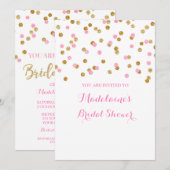 Gold Pink Confetti Bridal Shower Kaart (Voorkant / Achterkant)