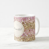 Gold Pink Confetti Glitter - Aangepast     Koffiemok (Voorkant rechts)