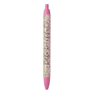 Gold Pink Confetti Glitter - Aangepast Zwarte Inkt Pen