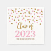 Gold Pink Confetti Klasse van 2023 Napkins Servet (Voorkant)