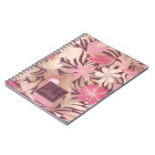 Gold Pink Floral Leaves Monogram Notitieboek (Linkerzijde)