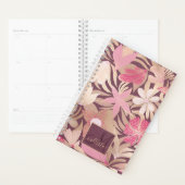 Gold Pink Floral Leaves Monogram Planner (Display)