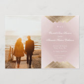 Gold Pink Geometric Gatsby Folie sparen de datum Aankondiging (Achterkant)