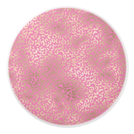 Gold Pink Glam Leopard Print Keramische Knop (Voorkant)