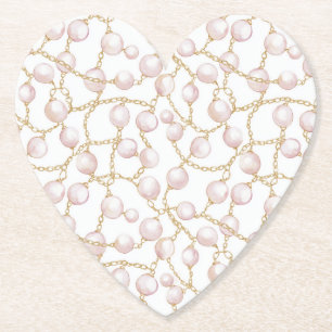 Gold Pink Glam Pearls Kartonnen Onderzetters