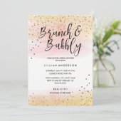 Gold Pink Glitter Brunch en Bubble Vrijgezellenfee Kaart (Staand voorkant)