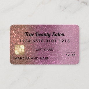Gold Pink Glitter Credit Kaart Cadeaubon Visitekaartje