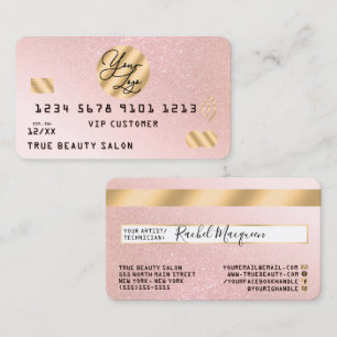 Gold Pink Glitter Credit Kaart Logo Visitekaartje