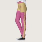 Gold Pink Glitter Girly - aangepaste tekst en mono Leggings (Links)