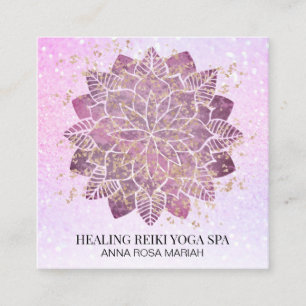 *~* Gold Pink Glitter Yoga Spirituele Reiki Mandal Vierkante Visitekaartje