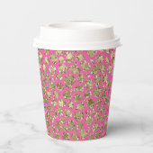 Gold Pink Glitz Leopard Print Papieren Bekers (Achterkant)