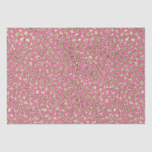 Gold Pink Glitz Leopard Print Tissuepapier (Voorkant)