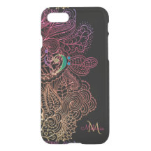 Gold Pink Lace Music Heart Monogram iPhone 7 Hoesj