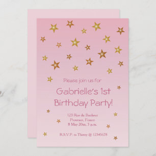 Gold Pink Little Stars Sweet Baby Birthday Kaart