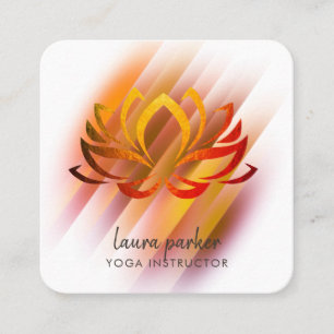 Gold Pink Lotus Flower Yoga Instructor Zen Art Vierkante Visitekaartje