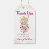 Gold Pink Panananas Floral Hartelijk dank Labels Cadeaulabel (Voorkant)