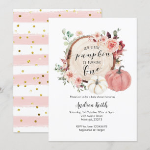 Gold Pink pompoen draaien een uitnodiging om