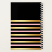 Gold & Pink Striped Notes Journal Custom Name Book (Verso)