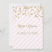 Gold Pink Stripes Engagement Party Kaart (Achterkant)