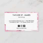 Gold Pink Waterverf Calligrafie Schilmiddel Splatt Visitekaartje (Achterkant)