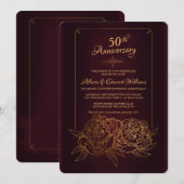 Gold Pioenenuitnodiging Kaart (Voorkant / Achterkant)