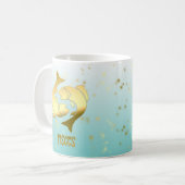 Gold Pisces Ombre Zodiac Astrology Horoscope Sign Koffiemok (Voorkant links)