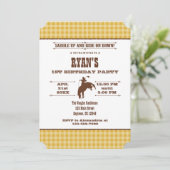 Gold Plaid Cowboy Rodeo Anniversaire Invitation (Debout devant)