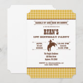 Gold Plaid Cowboy Rodeo Anniversaire Invitation (Devant / Derrière)