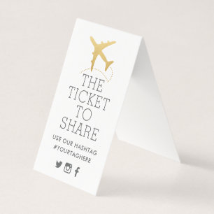 Gold Plane Travel Theme Party Hashtag Kaart