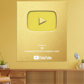 Gold Play Button FakeTube Canvas Afdruk (Insitu (Woonkamer))