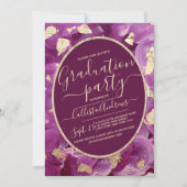 Gold Plum Lila Acryl Brushstroke Afstuderen Kaart (Voorkant)