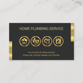 Gold Plumber Tools Motif Plumbing Service  Visitekaartje