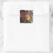 Gold Pocket watch, kerstmis Vierkante Sticker (Tas)